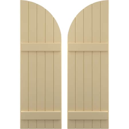 Ekena Millwork Americraft 5-Board (2 Batten) Wood Joined Board-n-Batten Shutters w/ Arch Top, ARW101BQ518X70NTH, PR ARW101BQ518X70NTH